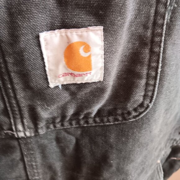 XL Short Carhartt Black Insulated Bib Overalls 3M Thinsulate 104031-blk DISTRESS - Picture 4 of 12